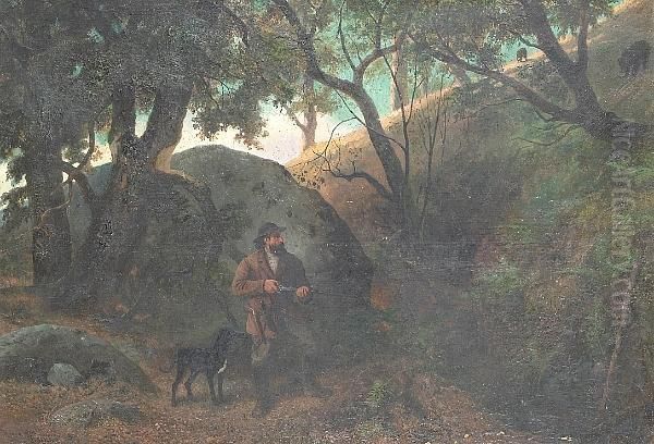 Bear Hunting Oil Painting by William Hahn