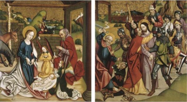 Recto: The Adoration Of The Christ Child; Verso: The Capture Of Christ Oil Painting by Michael Haider