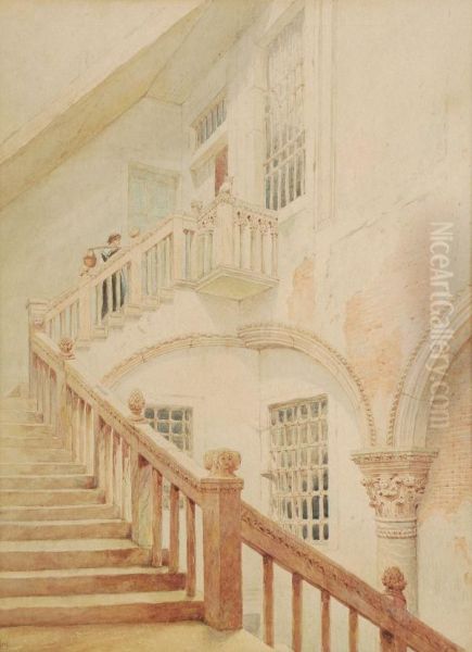 An Old Venetian Staircase (sketch) Oil Painting by Axel Herman Haig