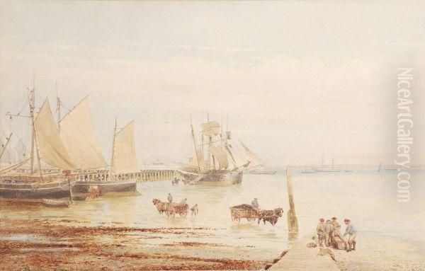 Figures On The Shore, Possibly Portsmouth Oil Painting by Axel Herman Haig