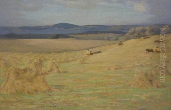 'harvest Time In Berwickshire' Oil Painting by James Hermiston Haig