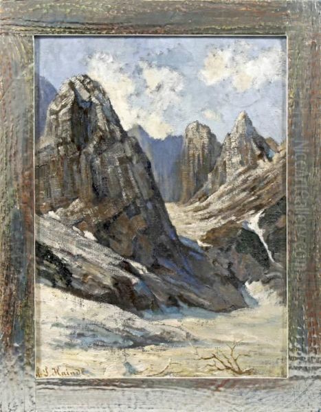 Sonnige Alpenlandschaft Mit Steil Aufragenden Oil Painting by Franz Seraph Haindl