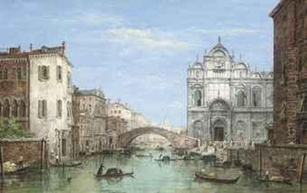 Gondolas Before The Campo San Zanipolo, Venice Oil Painting by William Haines