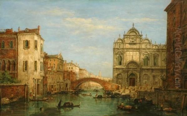 View Of The Canal Withchurch Of San Giovanni E Paolo Oil Painting by William Haines