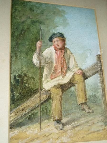 Boy Resting By A Stile Oil Painting by William Haines