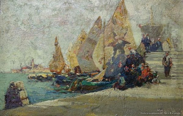 Venetian Sails Oil Painting by George Charles Haite