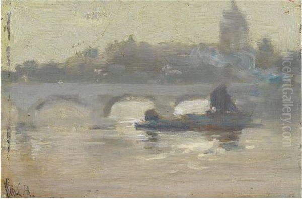 Ponte Sul Tamigi Oil Painting by George Charles Haite