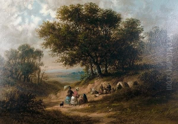 Visiting The Gypsy Encampment Oil Painting by W. Haite