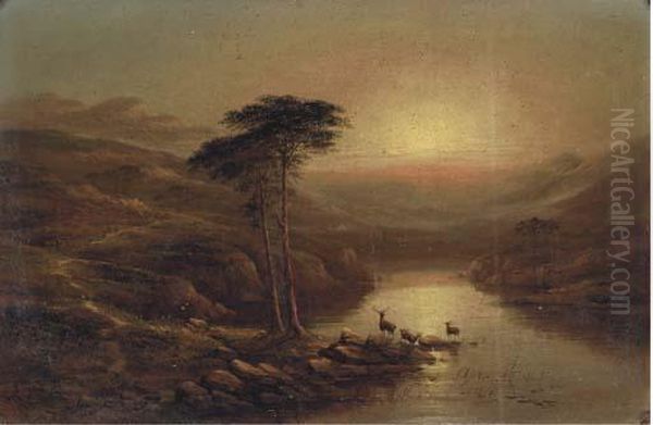 Dusk Over The Highlands Oil Painting by W. Haite