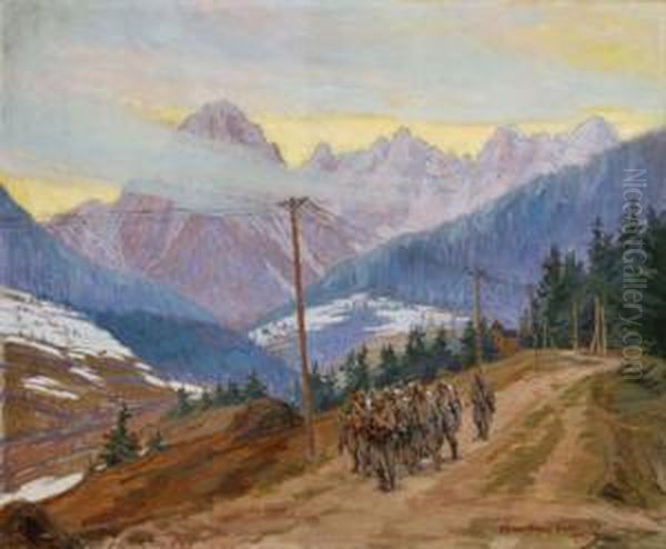 Na Prieskume Oil Painting by Elemer Halasz-Hradil