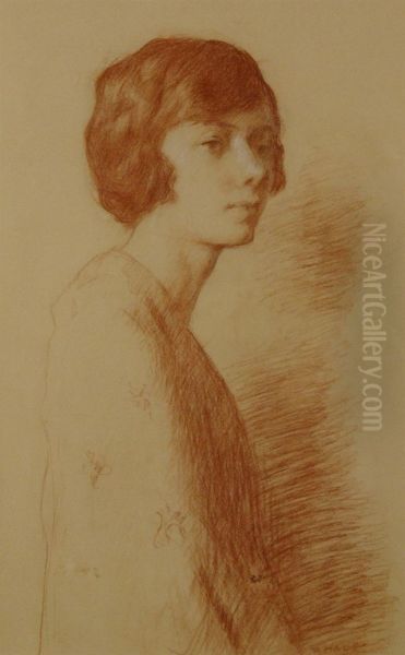 Portrait Of A Woman Oil Painting by Philip Leslie Hale