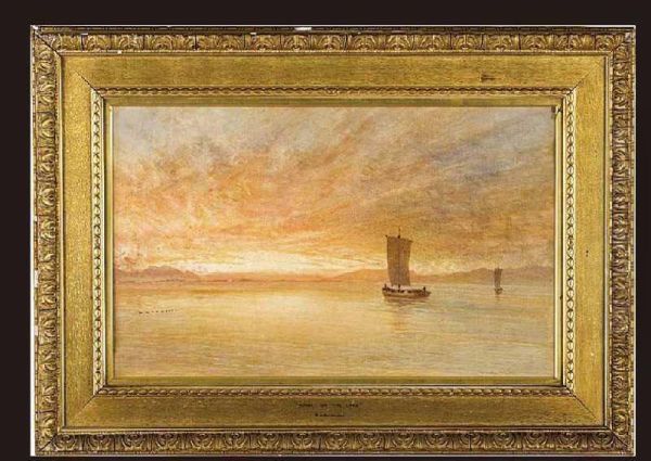 Sunset On The Lake Oil Painting by William Matthew Hale