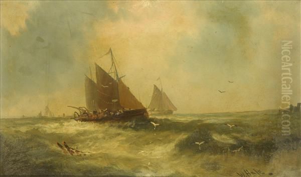 Haybarges Oil Painting by William Matthew Hale