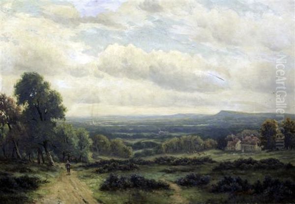 The Vale Of Eshing, Near Guildford Oil Painting by Richard William Halfnight