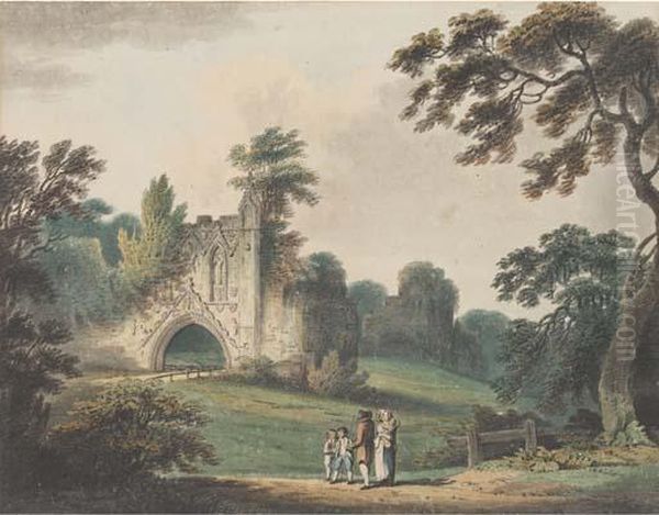 Kirkham Priory, Yorkshire Oil Painting by Joseph S. Halfpenny