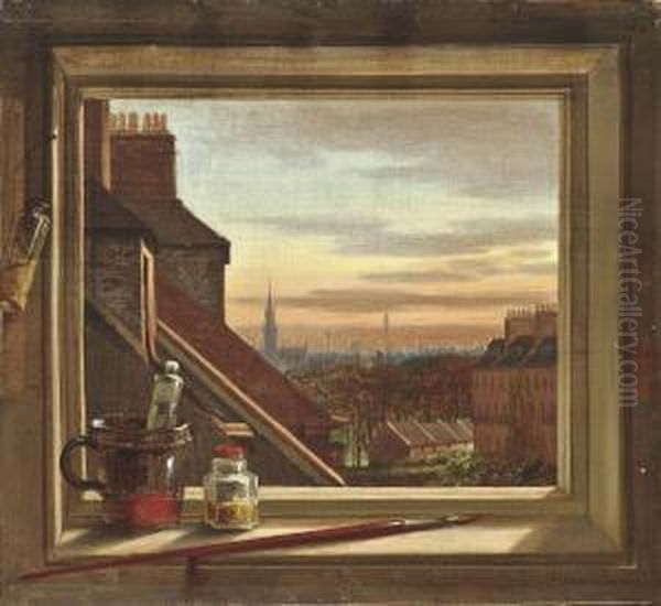 View From The Studio Window At Buccleuch Place Oil Painting by Charles Halkerston