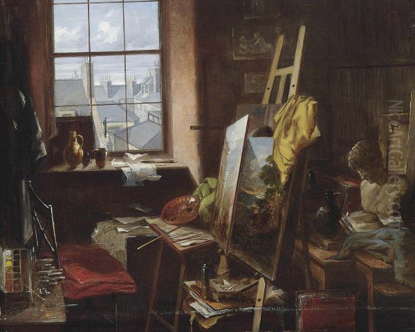 The Studio Oil Painting by Charles Halkerston