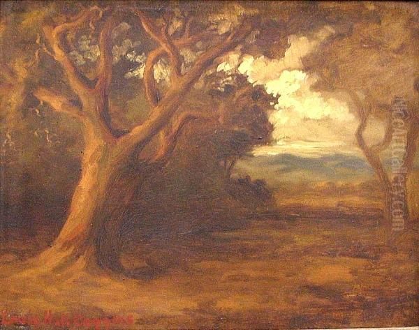 Oaks Under A Threatening Sky Oil Painting by Leola Hall Coggins