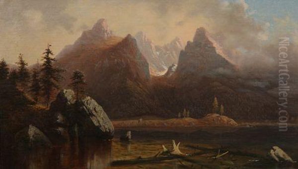 The Hintersee In Bavaria - Morning In The Alps Oil Painting by Cyrenius Hall