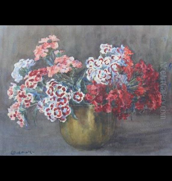 Still Life Of Flowers Oil Painting by Ethel Hall