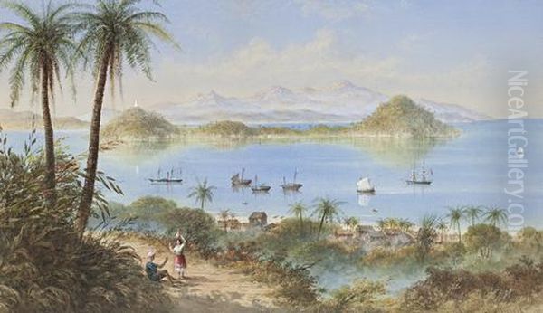 Sailing Off The Coast Of Brazil Oil Painting by George Lowthian Hall