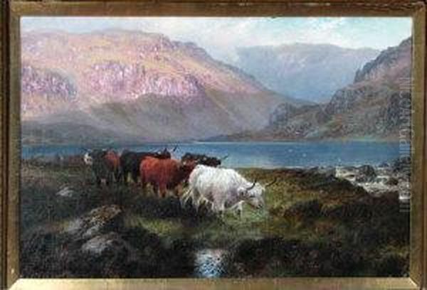 A Highland Tarn, Evening Oil Painting by Harold Hall