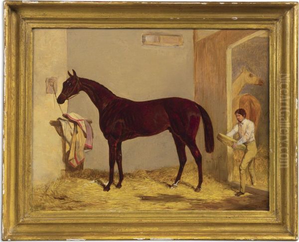 Joe Miller, Property Of J. Parker, Esq., With Groom Oil Painting by Harry Hall