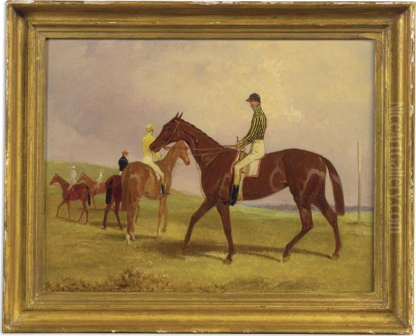 Mince Pie, Alfred Day Up, At Epsom Before The Start Of The Oaks Oil Painting by Harry Hall