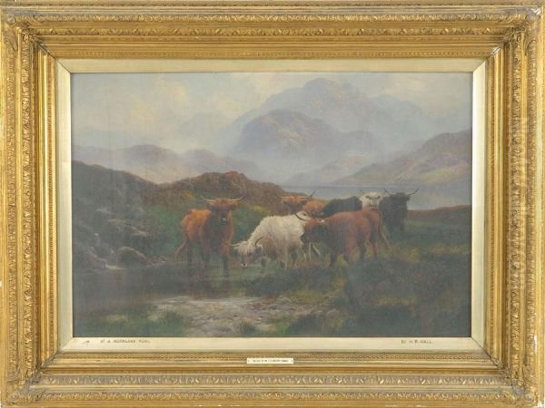 Mucche Al Pascolo Oil Painting by Henry R. Hall