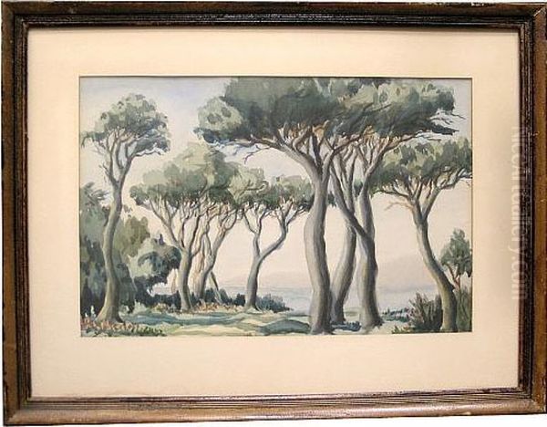 Trees Along A Coast Oil Painting by James Hall