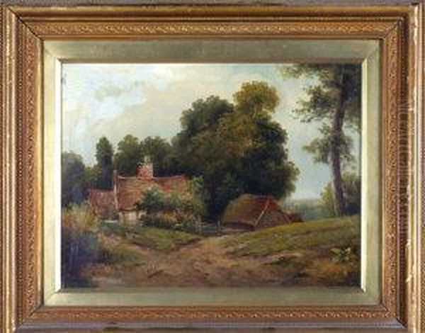 Country Cottages In Summer Oil Painting by M. Hall