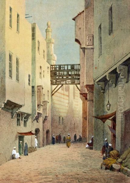 Zijdemarkt Te Cairo Oil Painting by S.E. Hall