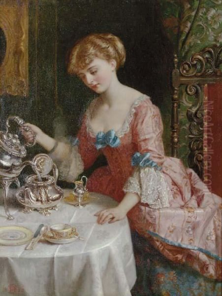 Tea Time Oil Painting by Thomas P. Hall