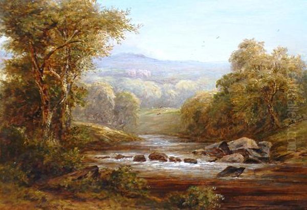 A River Landscape. Oil Painting by William Hall