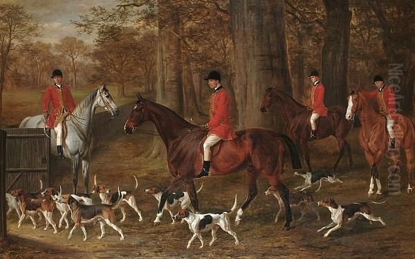 The Royal Bucks Hounds, In Windsor Cross Park Oil Painting by William Hall