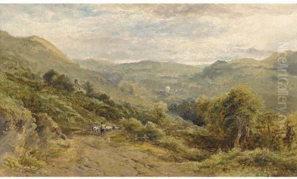 The Valley Of Varnun, Wales Oil Painting by William Hall