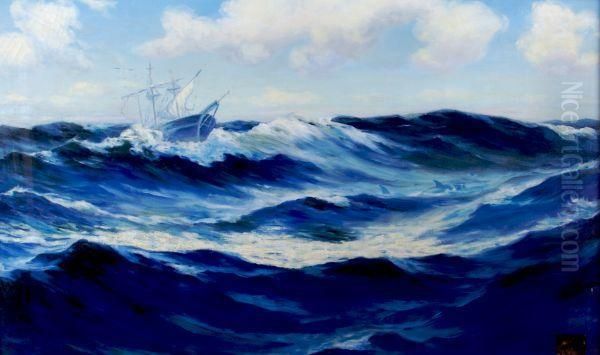 Seascape Oil Painting by Charles Edward Hallberg