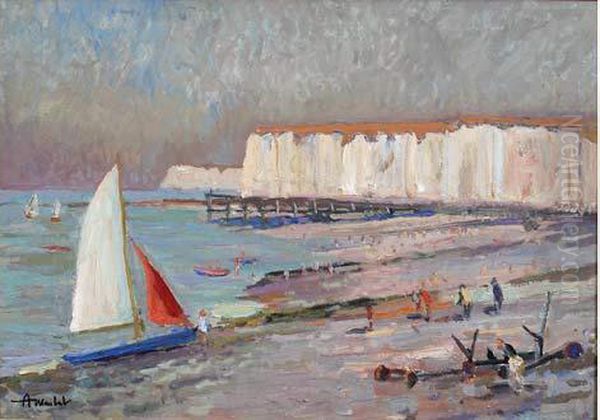 La Falaise De Yport Oil Painting by Albert Halle