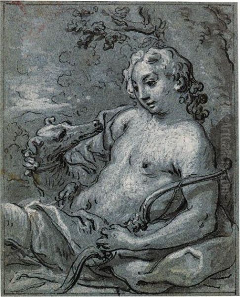 Adonis Resting With His Dog Oil Painting by Claude-Guy Halle