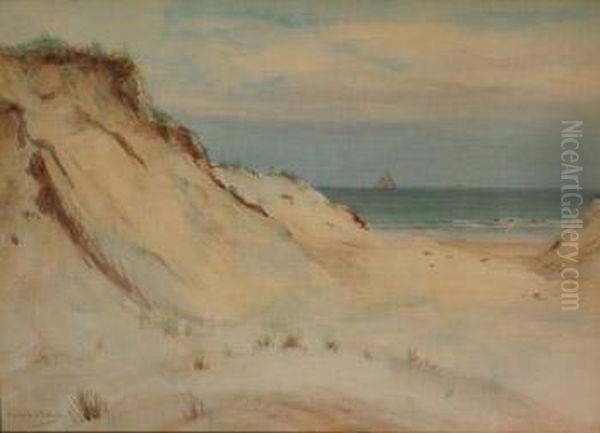 View Of The Ocean Through A Sand Dune Oil Painting by Hendricks A. Hallett