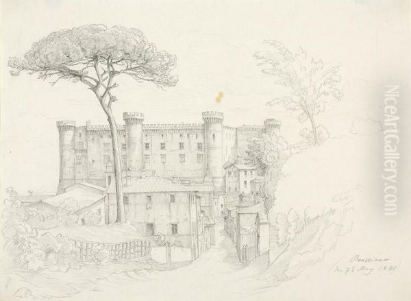 Das Castello Odescalchi In Bracciano Oil Painting by Anton Hallmann