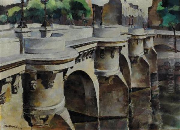 Le Pont Neuf Oil Painting by George Hawley Hallowell