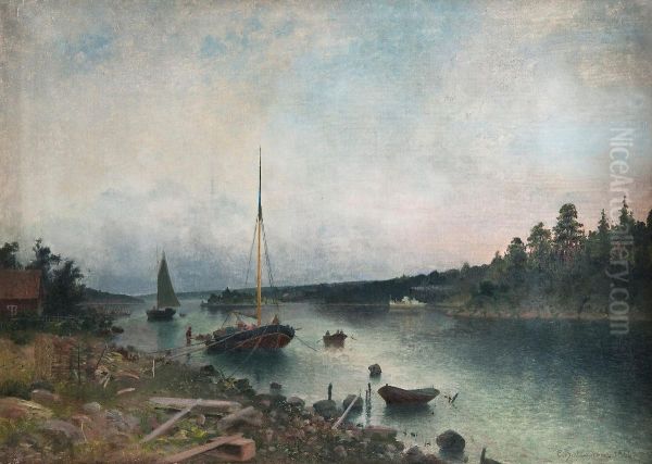 View Of The Archipelago Oil Painting by Carl Hallstrom