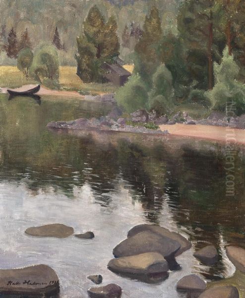 Reflections In Shallow Water Oil Painting by Kalle Halonen