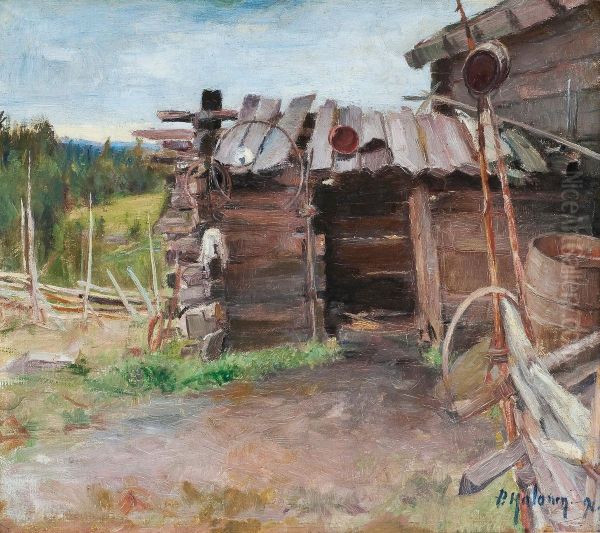 An Old Shack Oil Painting by Pekka Halonen