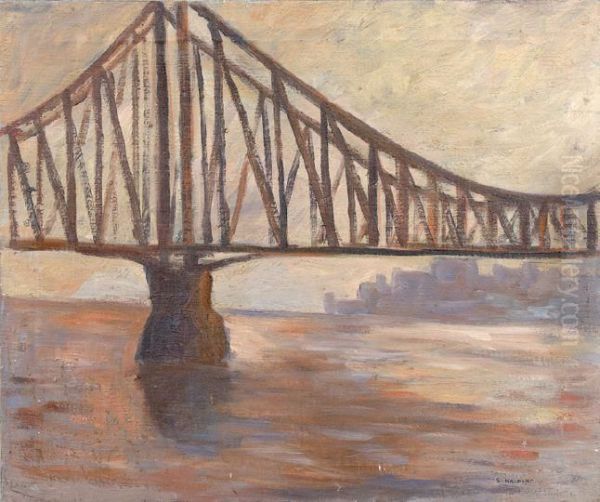 New York City Bridge Oil Painting by Samuel Halpert