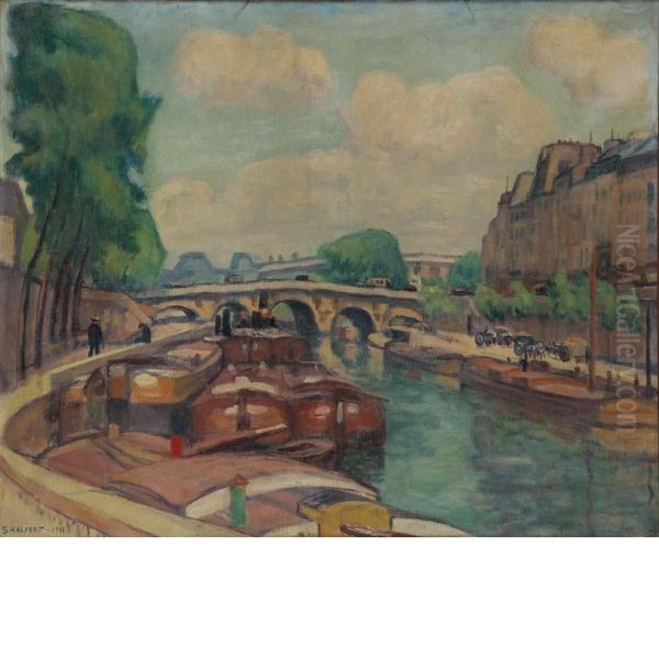 La Seine, Paris Oil Painting by Samuel Halpert