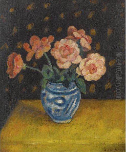 Flowers In A Vase Oil Painting by Samuel Halpert