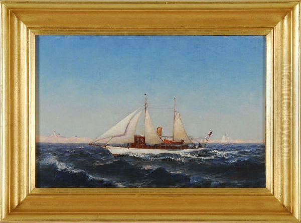 American Steam-sail Yacht Off Highland Light Oil Painting by William Formby Halsall