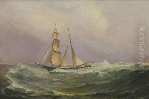 Ship At Sea Oil Painting by William Formby Halsall